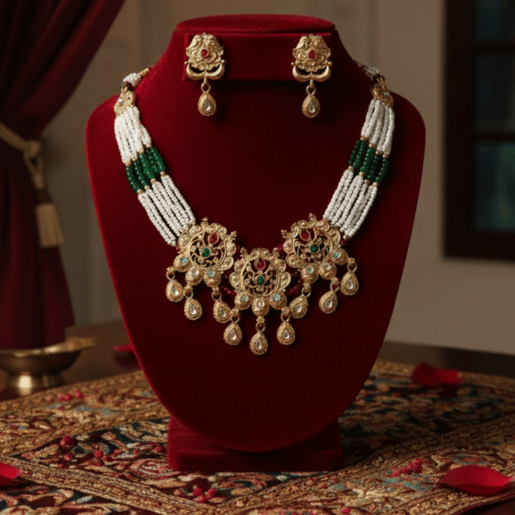 Regal Pearl Kundan  Set
