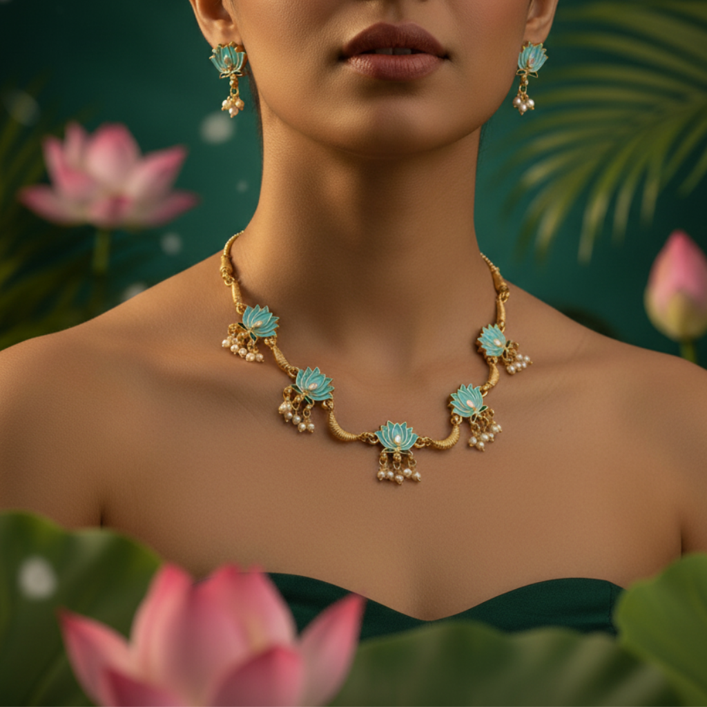 Blue Lotus Pearl Drop Set