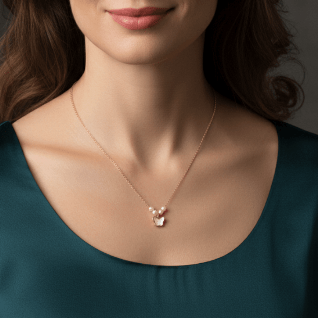 Pearl & Butterfly Pendant Necklace