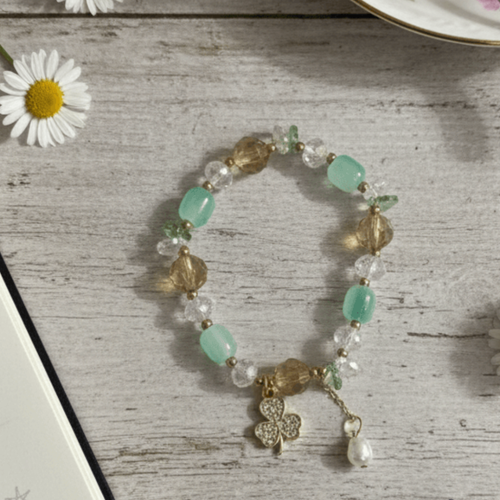 Pastel Clover Charm Beaded Bracelet
