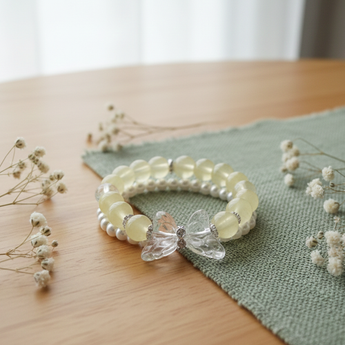Mint Glow Butterfly Bracelet Duo