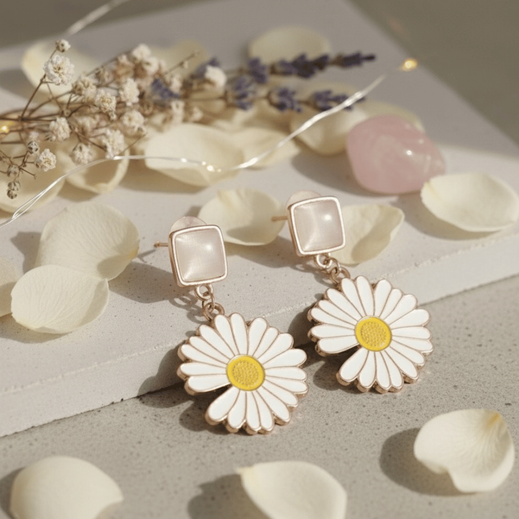 Yellow-White Daisy Earrings