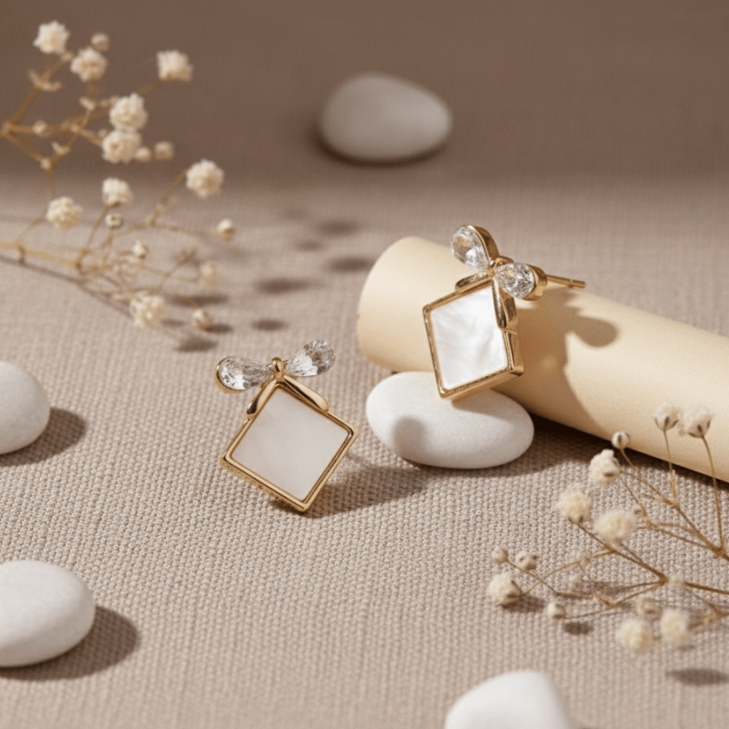 Crystal Bow Stud Earrings