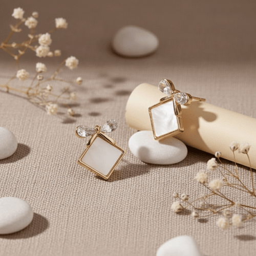 Crystal Bow Stud Earrings