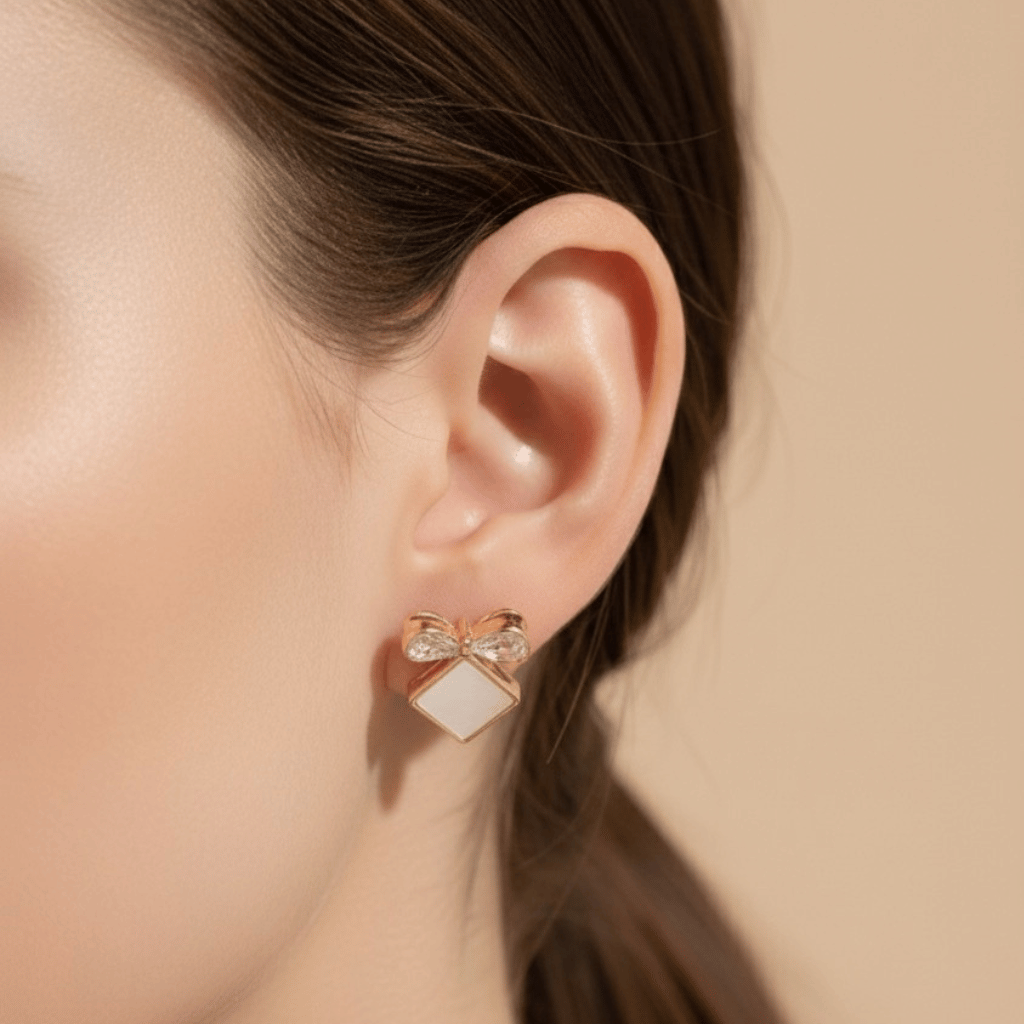 Crystal Bow Stud Earrings