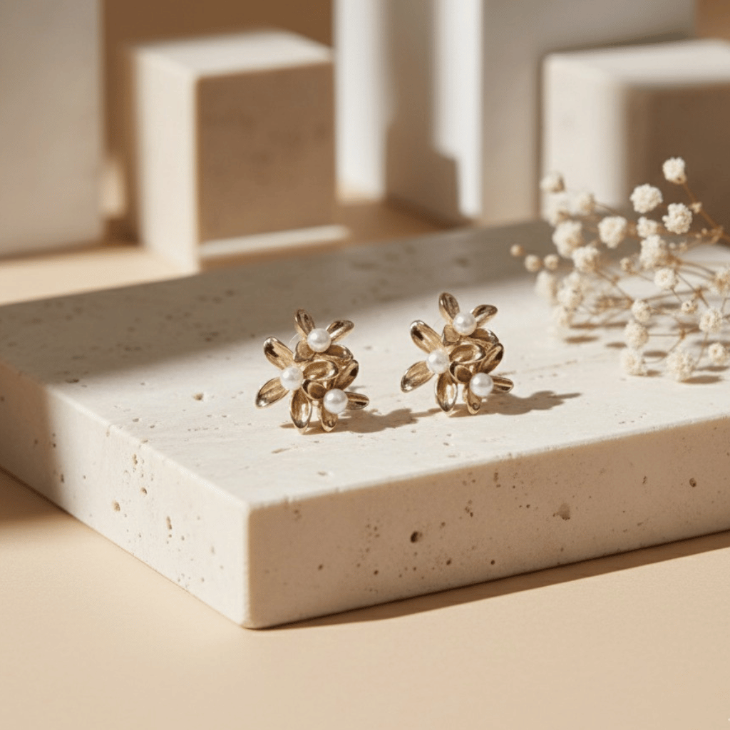 Floral Pearl Cluster Earrings