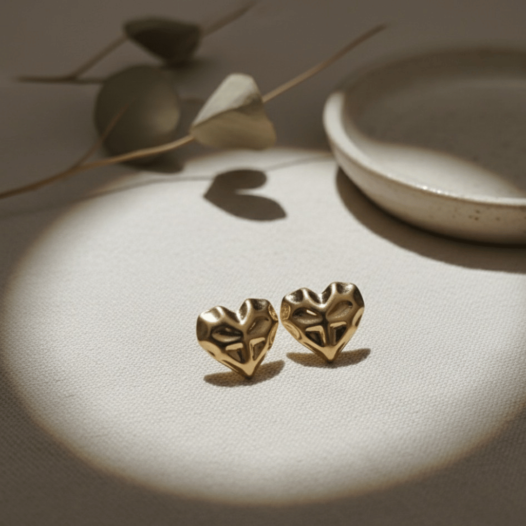Textured Heart Stud Earrings