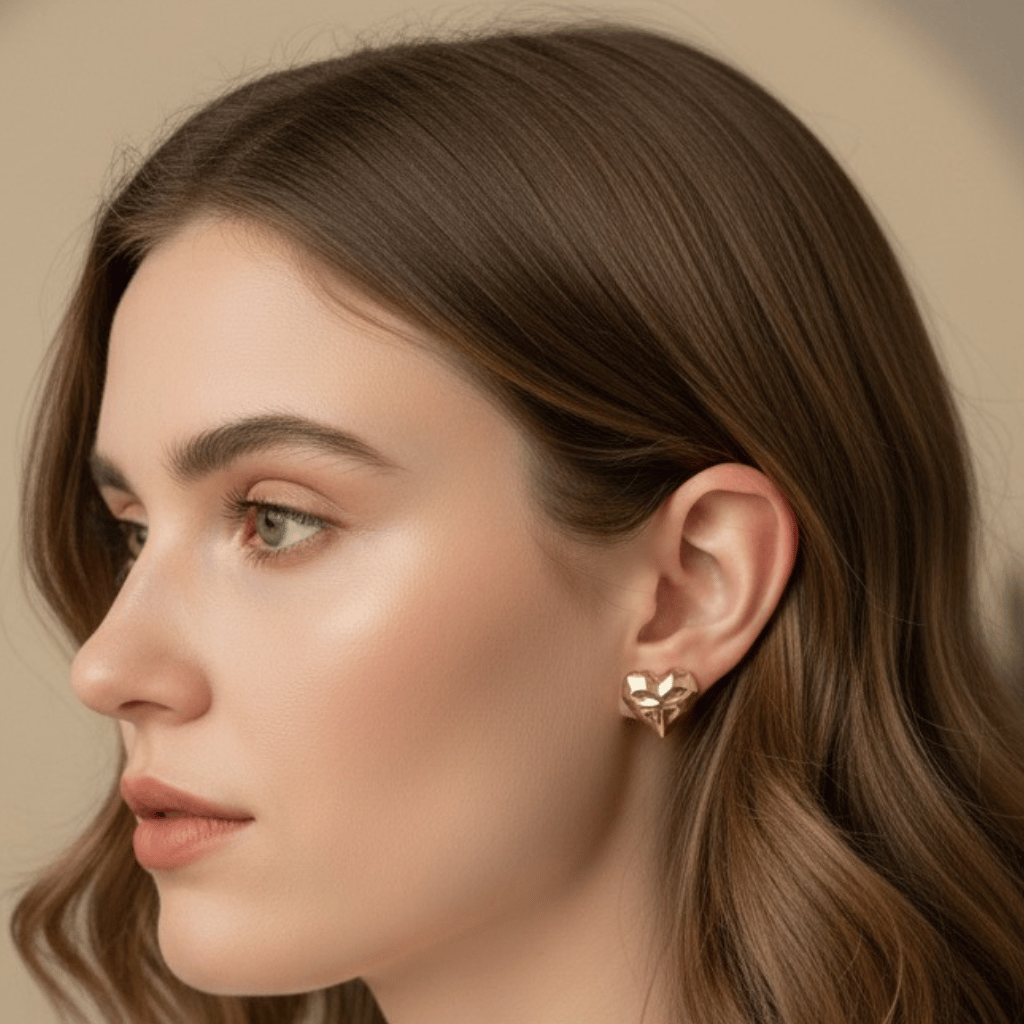 Textured Heart Stud Earrings