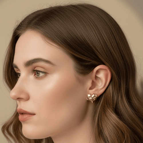 Textured Heart Stud Earrings