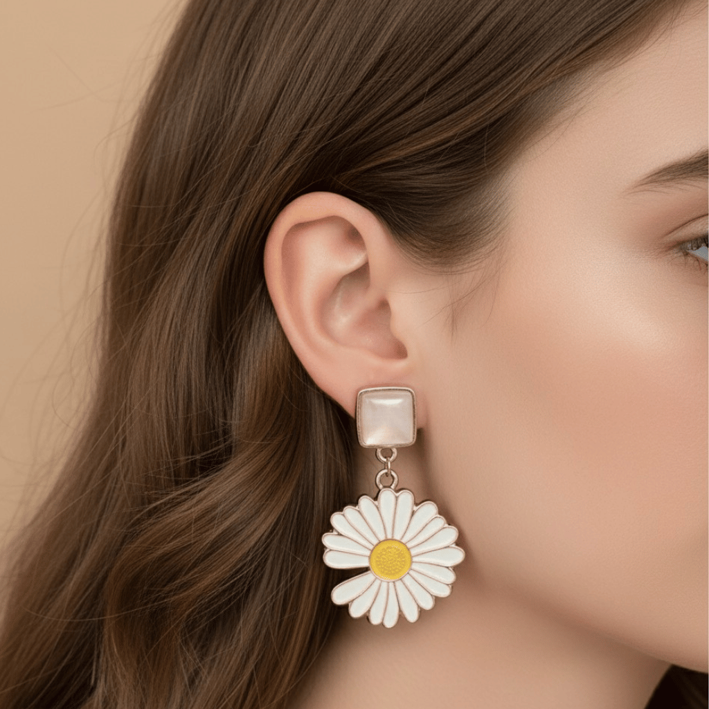 Yellow-White Daisy Earrings